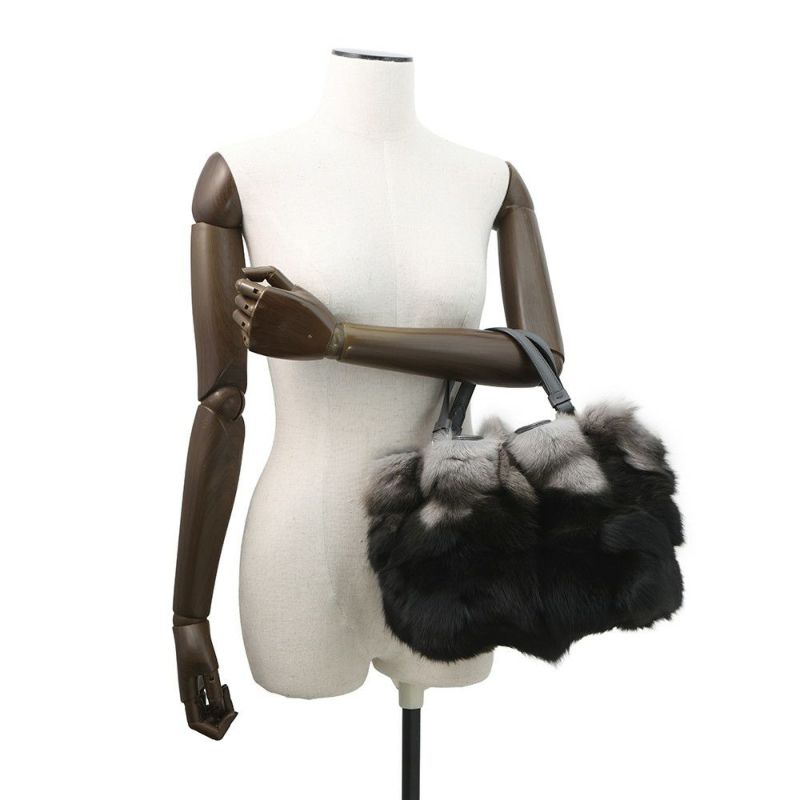 トッズ ハンドバッグ ミンクファー TOD'S 2wayショルダー 黒