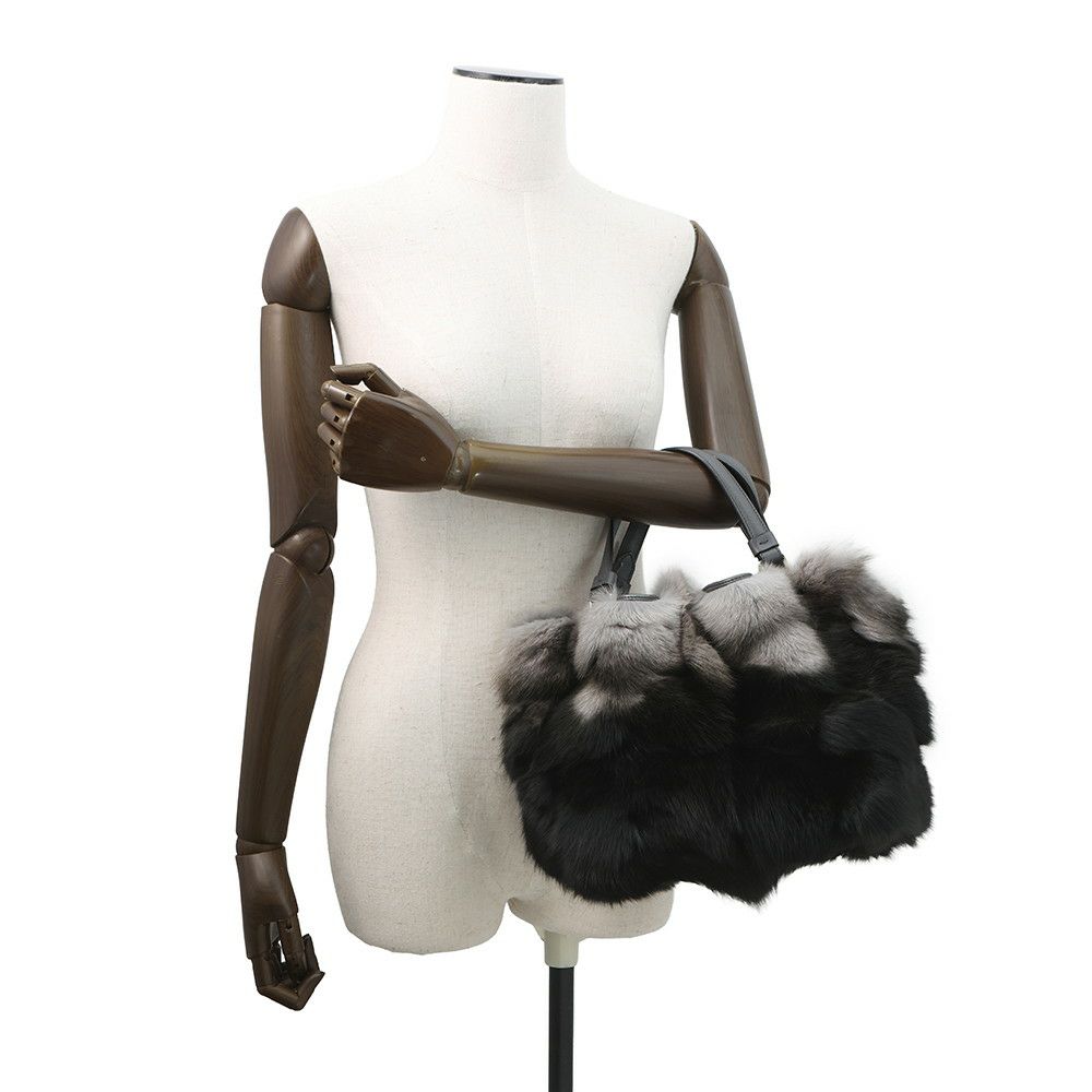 トッズ ハンドバッグ ミンクファー TOD'S 2wayショルダー 黒