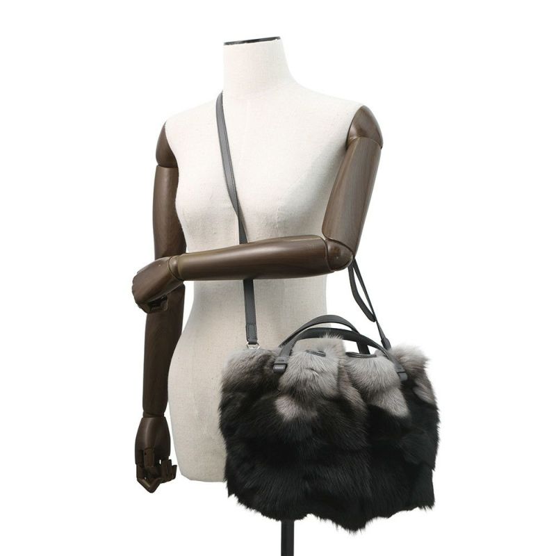 トッズ ハンドバッグ ミンクファー TOD'S 2wayショルダー 黒