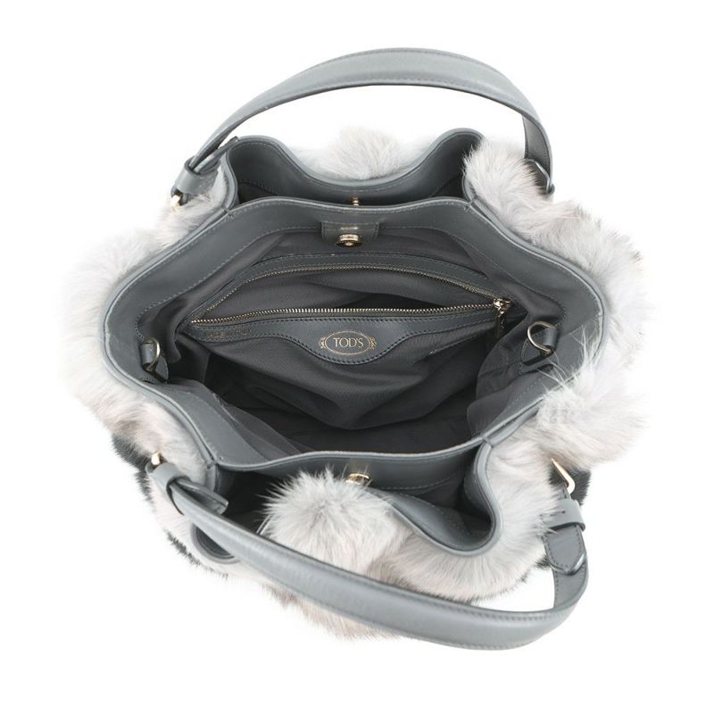 トッズ ハンドバッグ ミンクファー TOD'S 2wayショルダー 黒