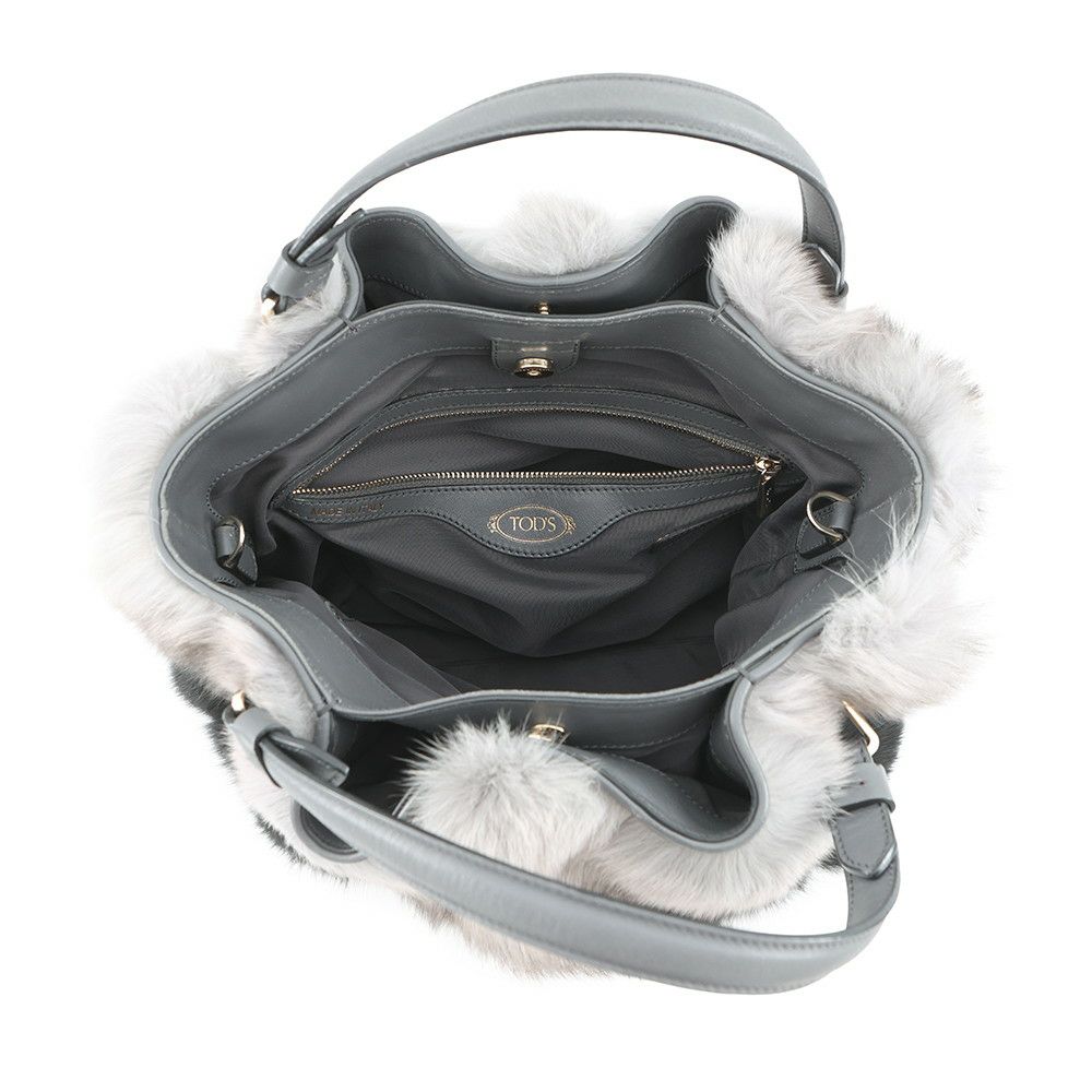 トッズ ハンドバッグ ミンクファー TOD'S 2wayショルダー 黒