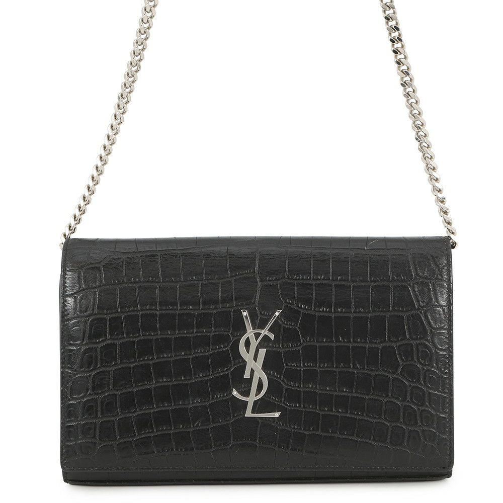 サンローランパリ チェーンウォレット クロコ型押しレザー 377829 SAINT LAURENT PARIS 財布 黒