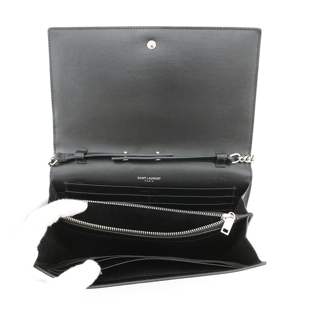 サンローランパリ チェーンウォレット クロコ型押しレザー 377829 SAINT LAURENT PARIS 財布 黒