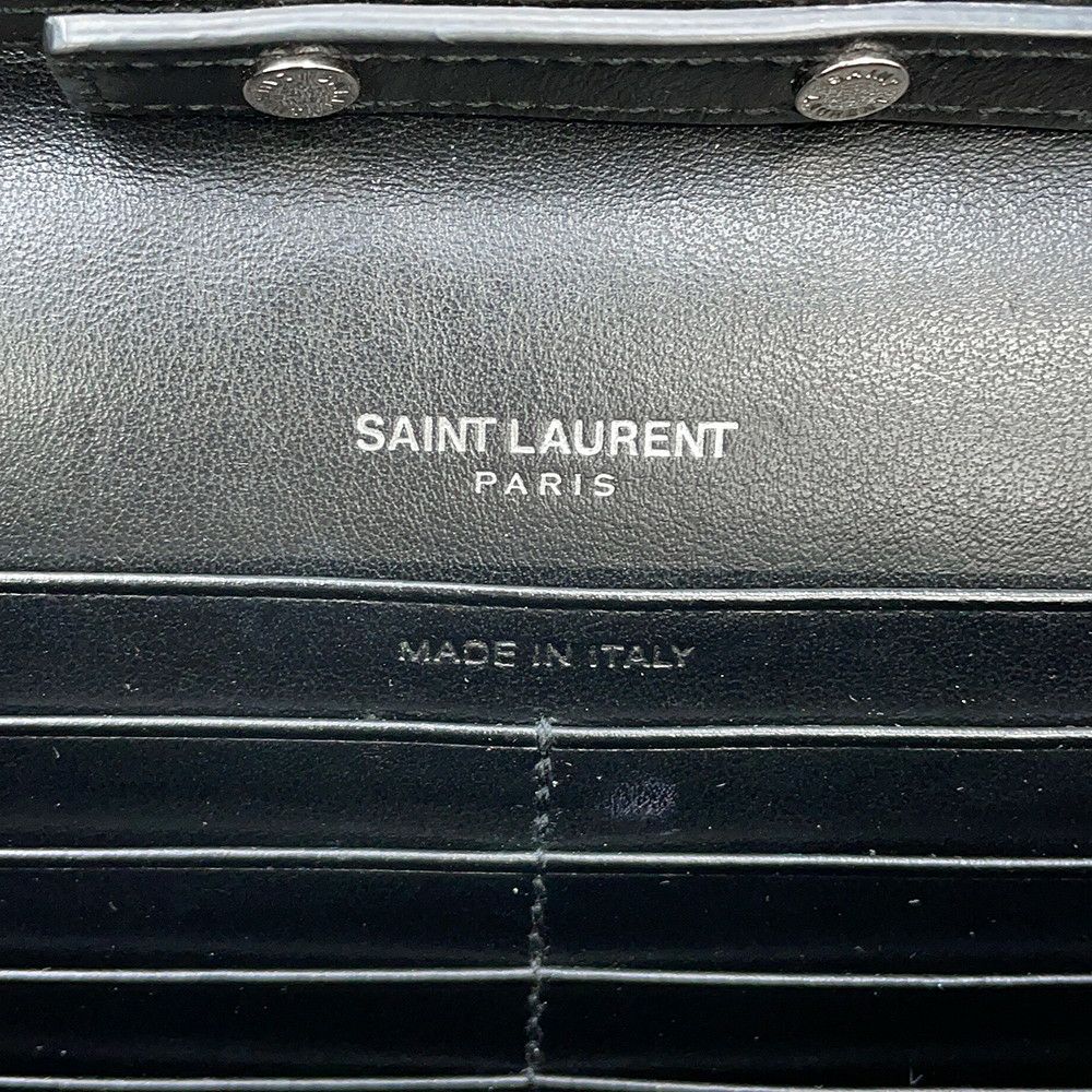 サンローランパリ チェーンウォレット クロコ型押しレザー 377829 SAINT LAURENT PARIS 財布 黒