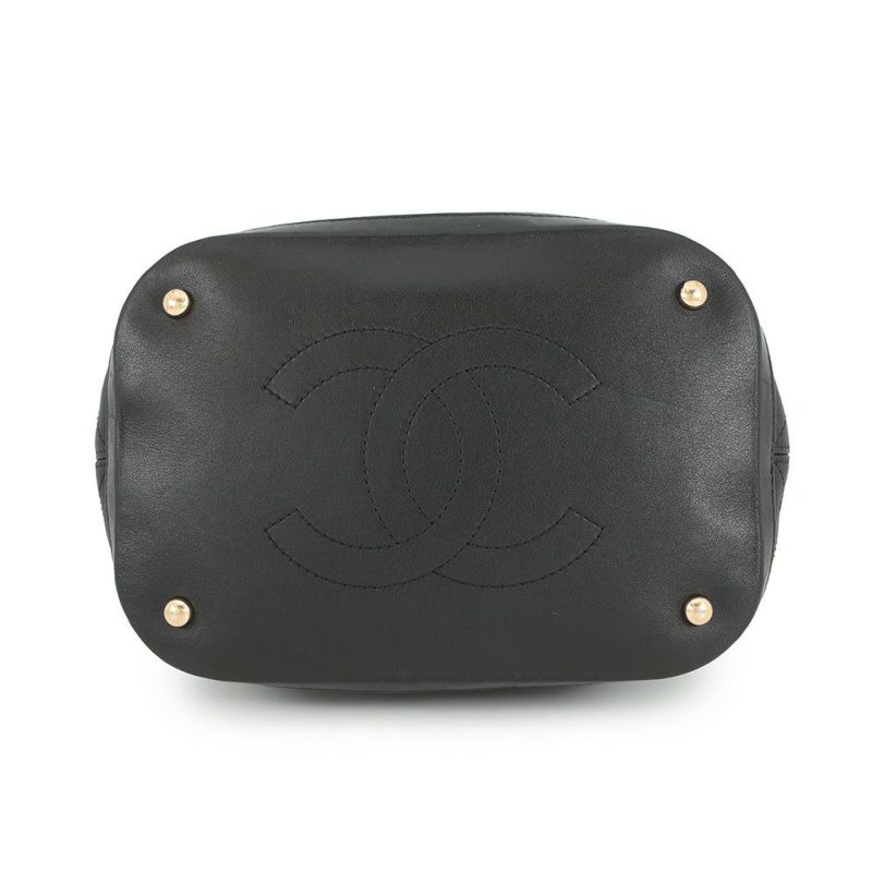 シャネル ハンドバッグ ココマーク マトラッセ レザー CHANEL 2way 黒