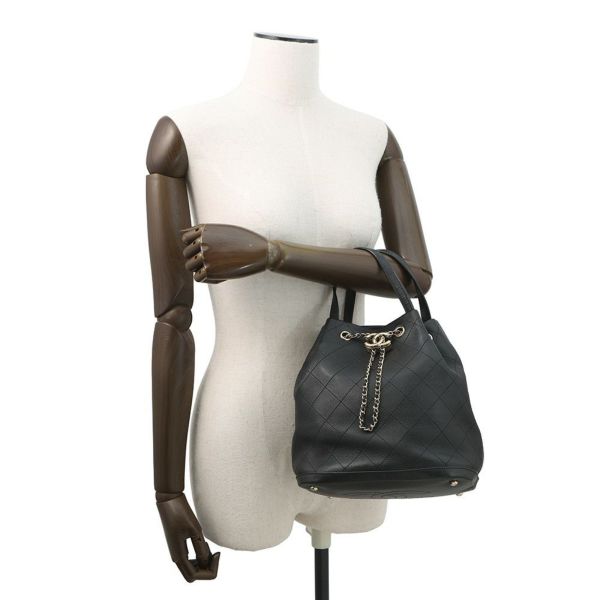 シャネル ハンドバッグ ココマーク マトラッセ レザー CHANEL 2way 黒