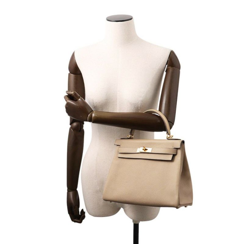 エルメス ハンドバッグ ケリー28 内縫い トレンチ/ゴールド金具 トゴ Z刻印 2wayショルダー