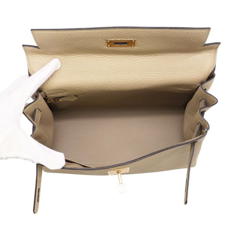 エルメス ハンドバッグ ケリー28 内縫い トレンチ/ゴールド金具 トゴ Z刻印 2wayショルダー