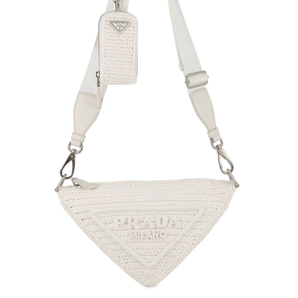 プラダ ショルダーバッグ トライアングル ラフィア 1BH190 PRADA 白
