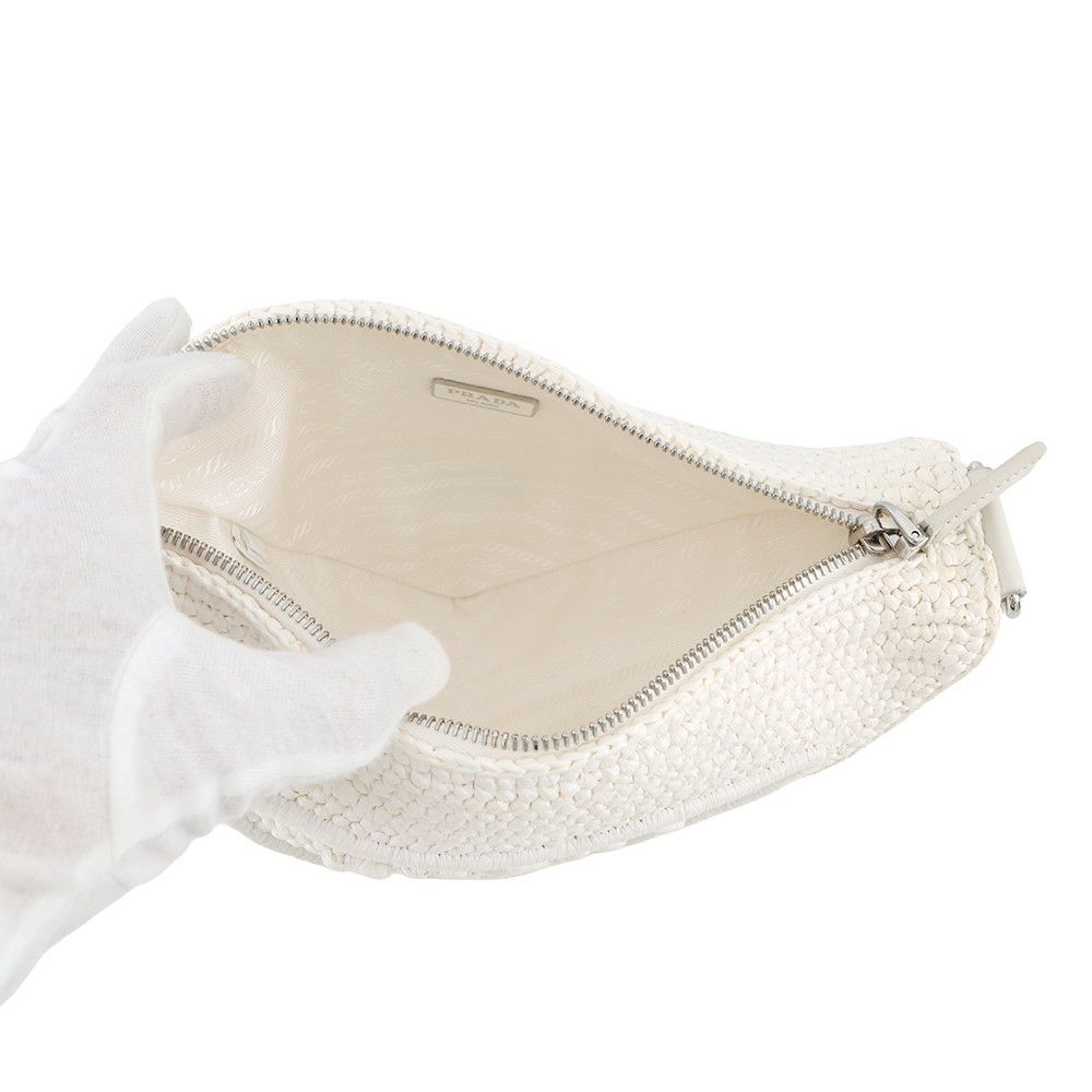 プラダ ショルダーバッグ トライアングル ラフィア 1BH190 PRADA 白