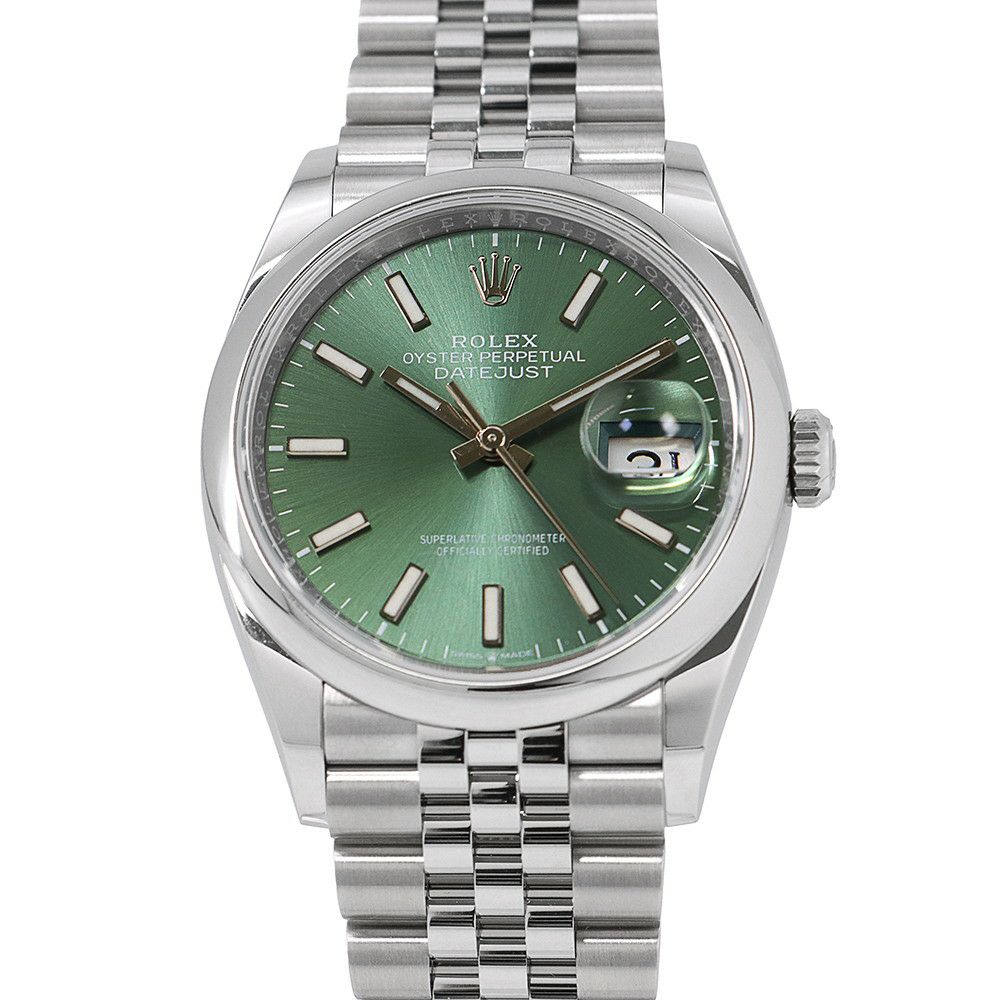 ロレックス デイトジャスト36 126200 ROLEX ランダムシリアル ルーレット 腕時計 ウォッチ ミントグリーン文字盤