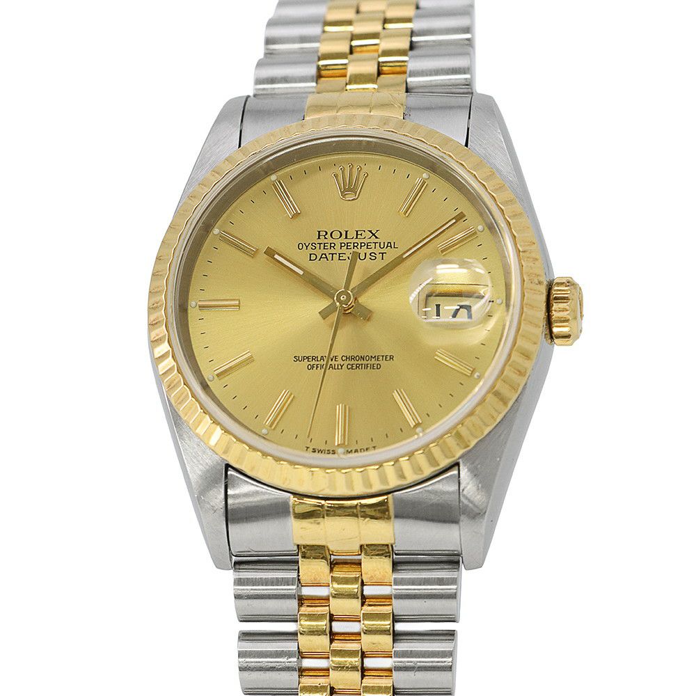 ロレックス デイトジャスト W番 SS/K18イエローゴールド 16233 ROLEX 腕時計 シャンパン文字盤