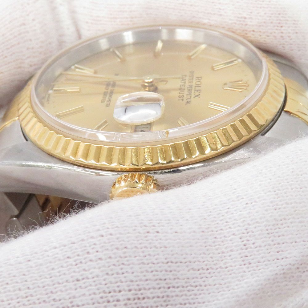 ロレックス デイトジャスト W番 SS/K18イエローゴールド 16233 ROLEX 腕時計 シャンパン文字盤