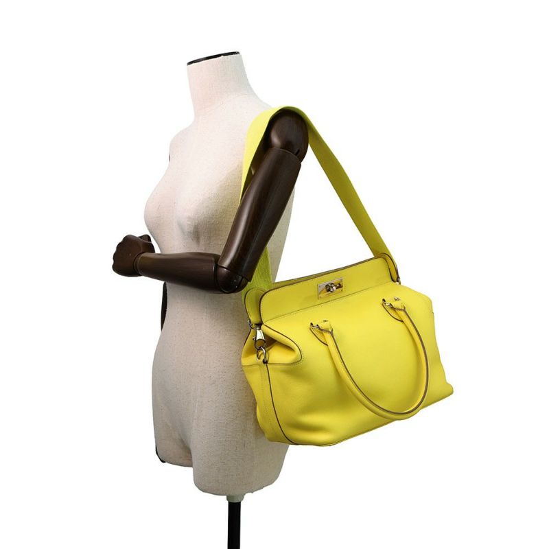 エルメス ハンドバッグ ツールボックス26 ライム/シルバー金具 スイフト □Q刻印 HERMES 2wayショルダー