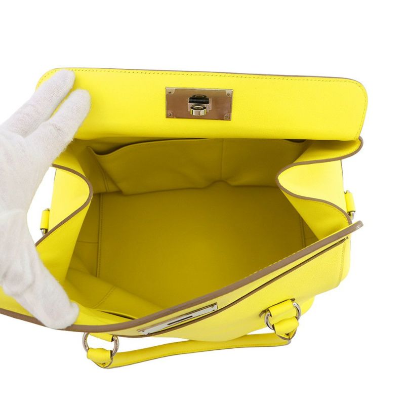エルメス ハンドバッグ ツールボックス26 ライム/シルバー金具 スイフト □Q刻印 HERMES 2wayショルダー