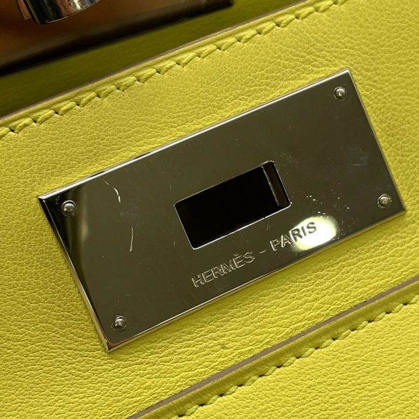 エルメス ハンドバッグ ツールボックス26 ライム/シルバー金具 スイフト □Q刻印 HERMES 2wayショルダー