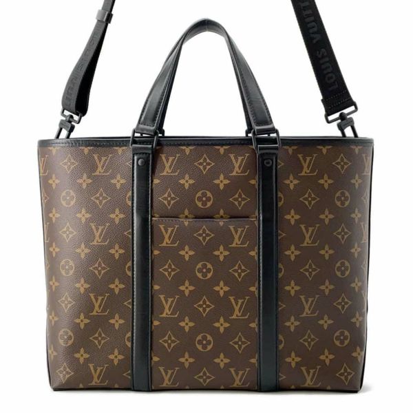 ルイヴィトン トートバッグ モノグラム・マカサー ウィークエンド M45734 2wayショルダーバッグ LOUIS VUITTON ブラック 黒