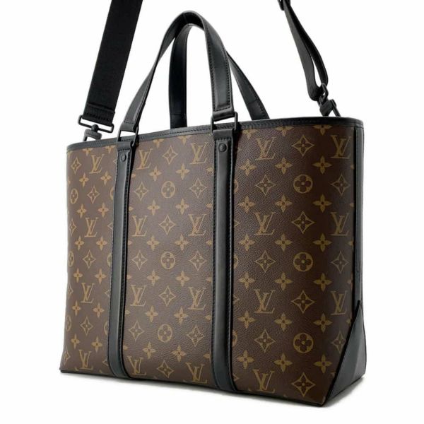 ルイヴィトン トートバッグ モノグラム・マカサー ウィークエンド M45734 2wayショルダーバッグ LOUIS VUITTON ブラック 黒