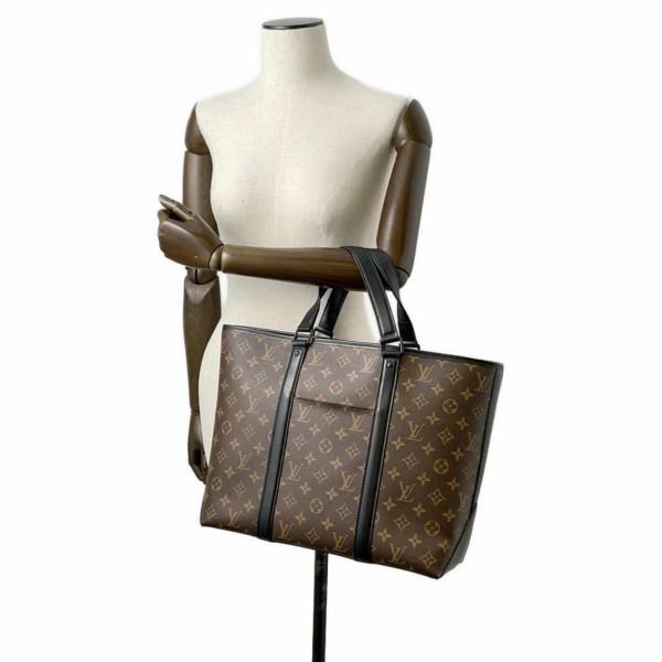 ルイヴィトン トートバッグ モノグラム・マカサー ウィークエンド M45734 2wayショルダーバッグ LOUIS VUITTON ブラック 黒