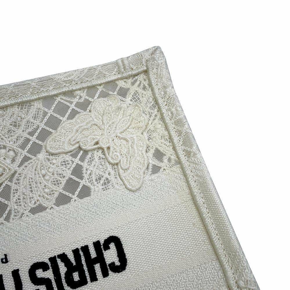 クリスチャン・ディオール ハンドバッグ ブックトート バタフライ刺繍 スモール Christian Dior 蝶々 白