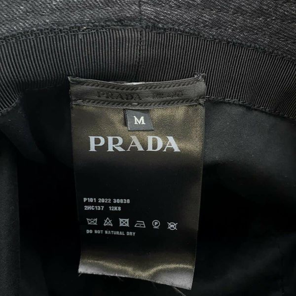 プラダ ハット ロゴ トライアングル デニム コットン サイズM 2HC137 PRADA 帽子 黒