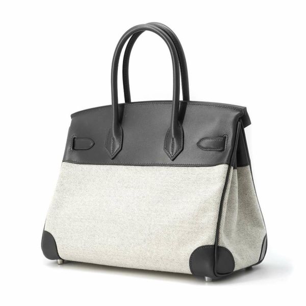 エルメス バーキン30 グレー/エクリュ/シルバー金具 トワルアッシュ/ボックスカーフ □K刻印 HERMES Birkin