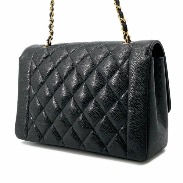 シャネル チェーンショルダーバッグ マトラッセ25 ココマーク ダイアナ キャビアスキン A01165 CHANEL 黒