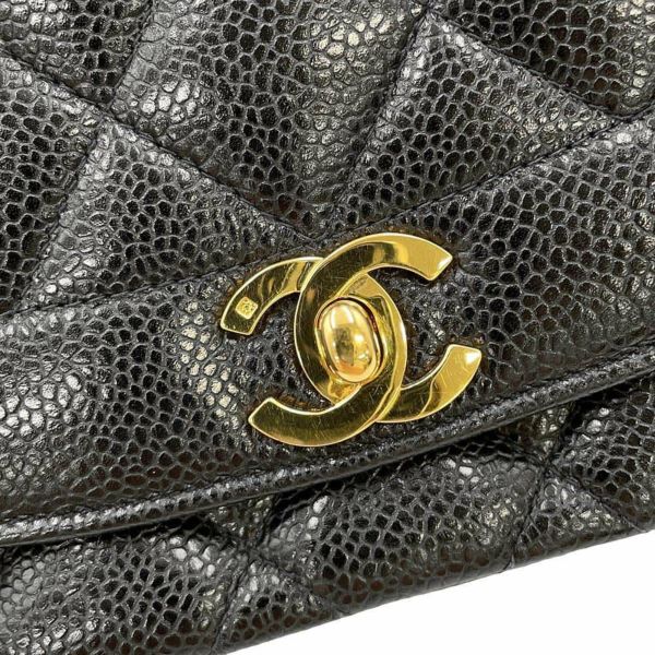 シャネル チェーンショルダーバッグ マトラッセ25 ココマーク ダイアナ キャビアスキン A01165 CHANEL 黒