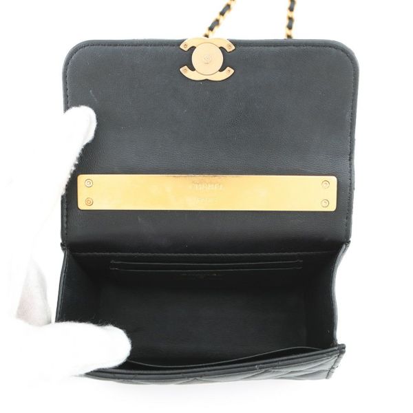 シャネル チェーンショルダーバッグ マトラッセ ココマーク ラムスキン AP2945 2way 黒