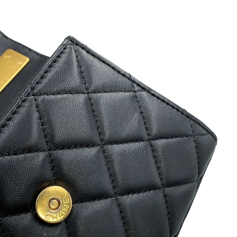 シャネル チェーンショルダーバッグ マトラッセ ココマーク ラムスキン AP2945 2way 黒