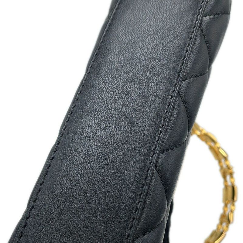 シャネル チェーンショルダーバッグ マトラッセ ココマーク ラムスキン AP2945 2way 黒