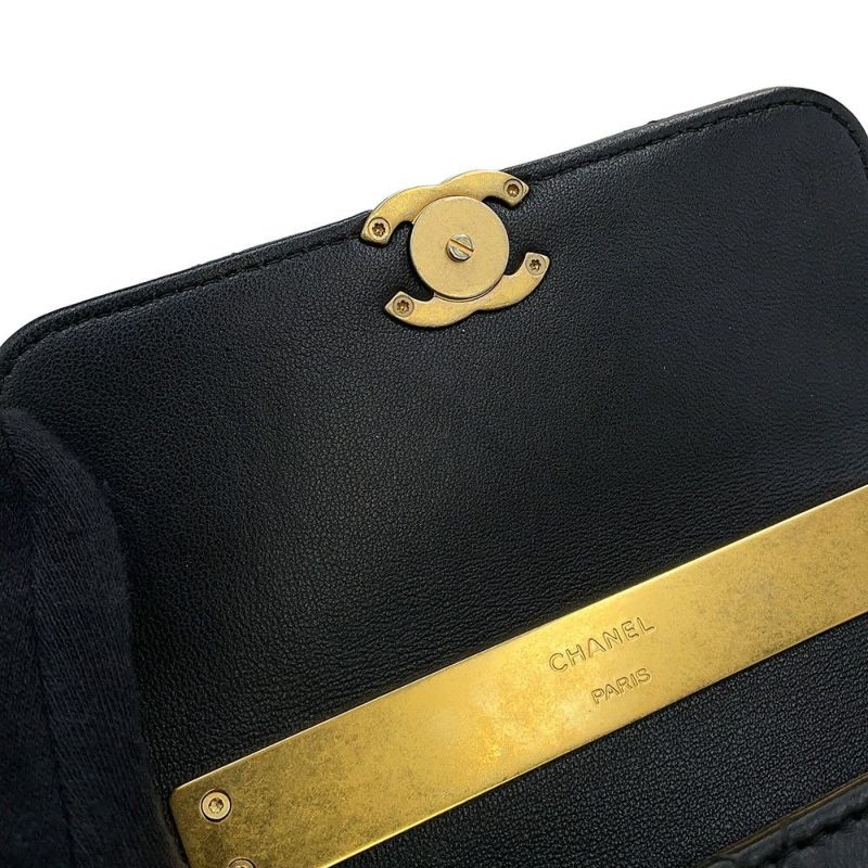 シャネル チェーンショルダーバッグ マトラッセ ココマーク ラムスキン AP2945 2way 黒