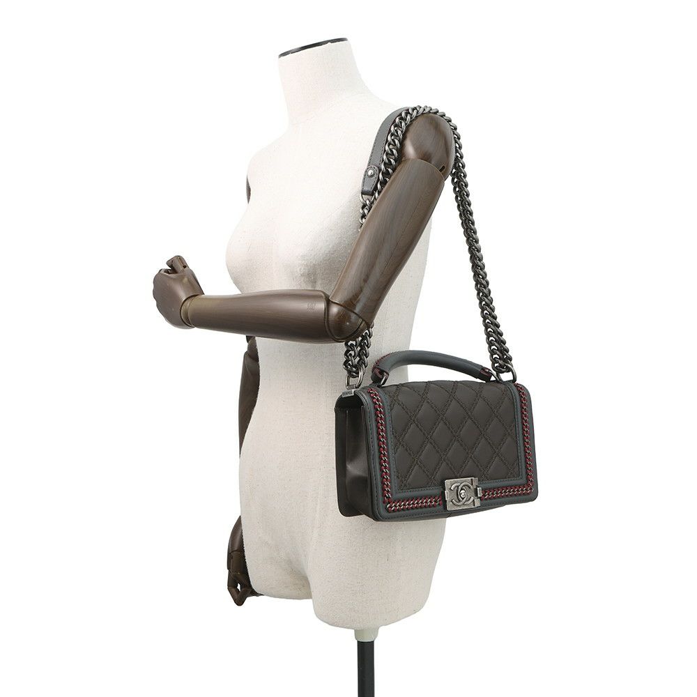 シャネル チェーンショルダーバッグ ココマーク マトラッセ ボーイシャネル トップハンドル A94804 CHANEL