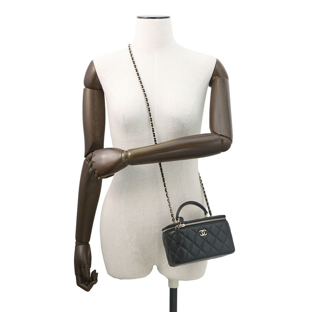 シャネル チェーンショルダーバッグ マトラッセ ココマーク バニティバッグ ラムスキン AP1472 CHANEL 黒 2way ヴァニティバッグ