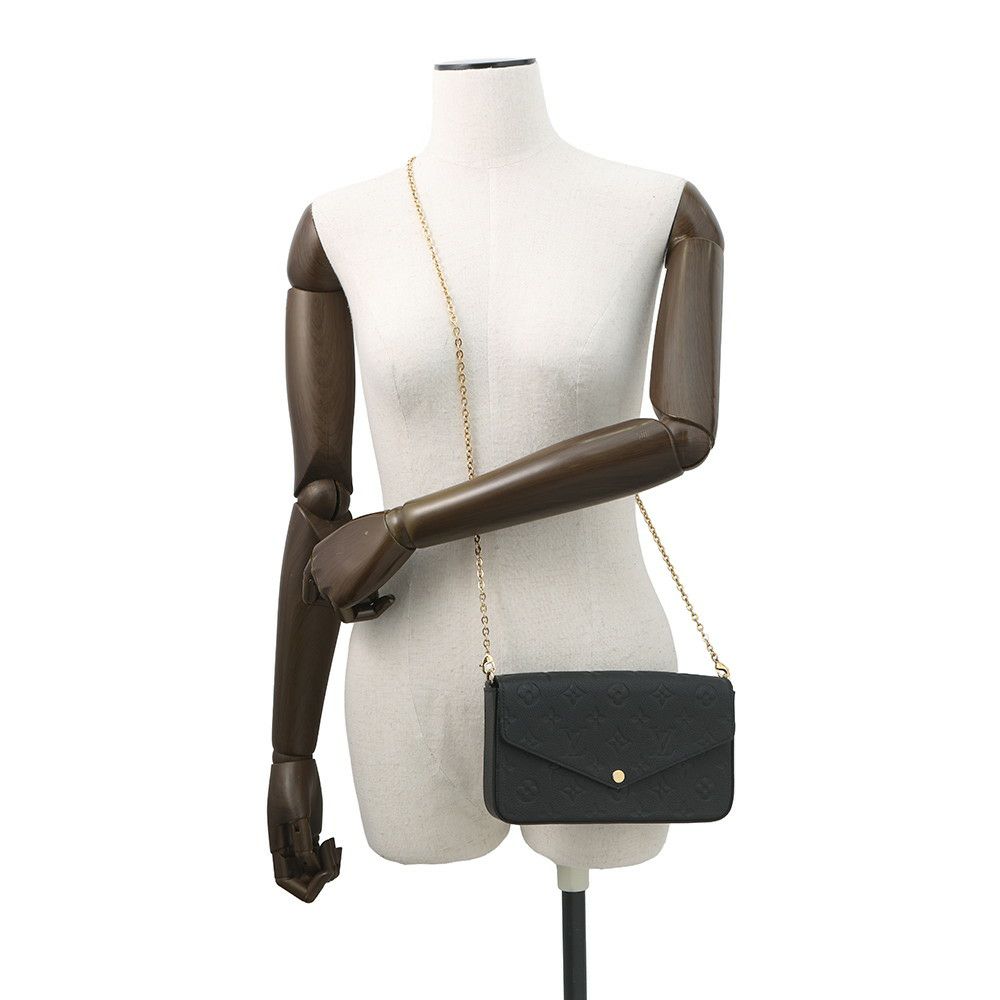 ルイヴィトン チェーンウォレット モノグラム・アンプラント ポシェット・フェリシー M82477 ブラック 黒