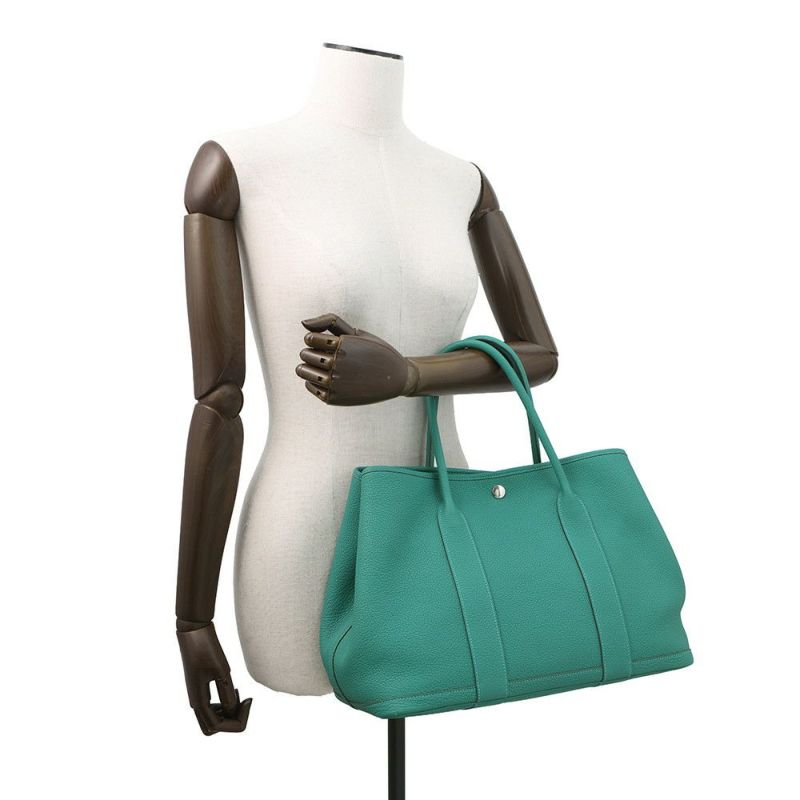 エルメス トートバッグ ガーデンパーティPM マラカイト/シルバー金具 ネゴンダ D刻印