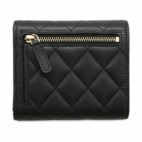 シャネル 三つ折り財布 マトラッセ ラインストーン ココマーク キャビアスキン AP4175 CHANEL 財布 黒