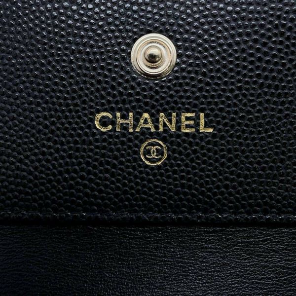 シャネル 三つ折り財布 マトラッセ ラインストーン ココマーク キャビアスキン AP4175 CHANEL 財布 黒