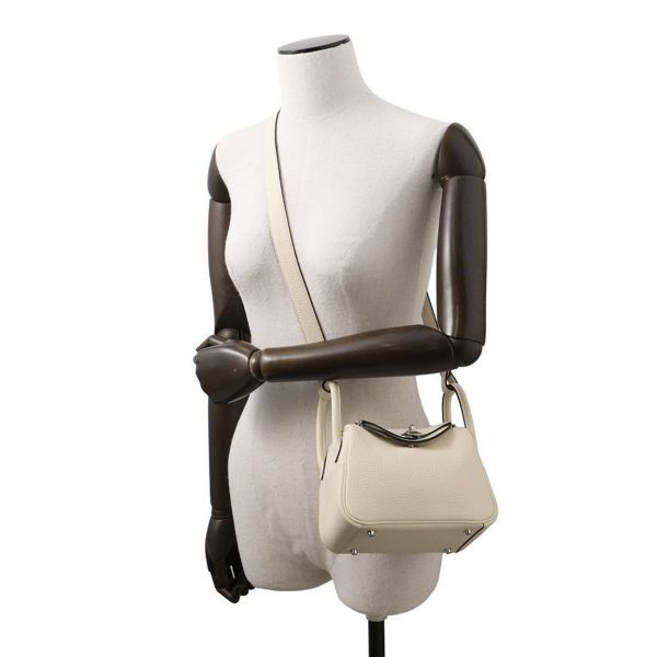 エルメス ハンドバッグ リンディ ミニ クリーム/シルバー金具 トリヨンクレマンス K刻印 2wayショルダー