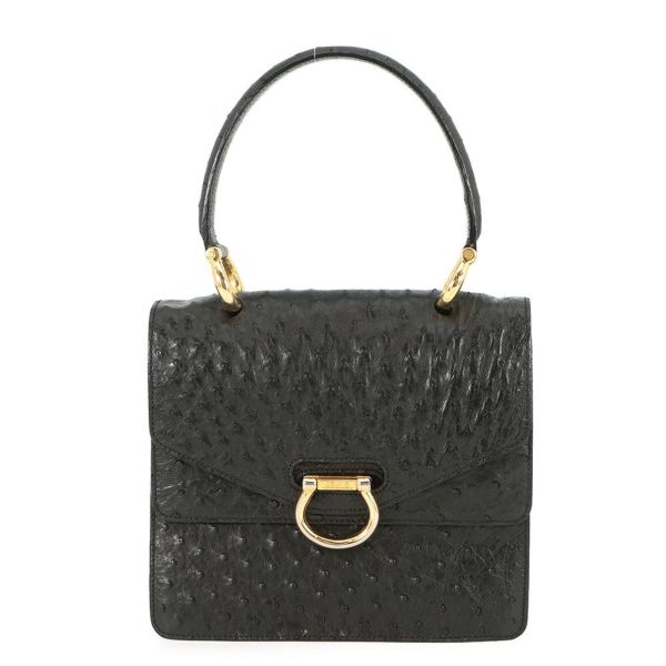 セリーヌ ハンドバッグ オーストリッチ CELINE 黒 エキゾチックレザー