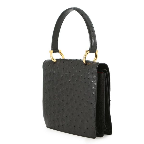 セリーヌ ハンドバッグ オーストリッチ CELINE 黒 エキゾチックレザー