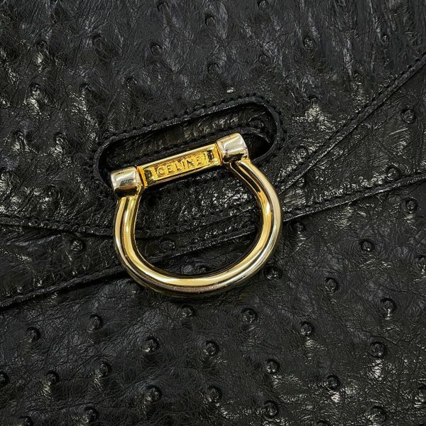 セリーヌ ハンドバッグ オーストリッチ CELINE 黒 エキゾチックレザー