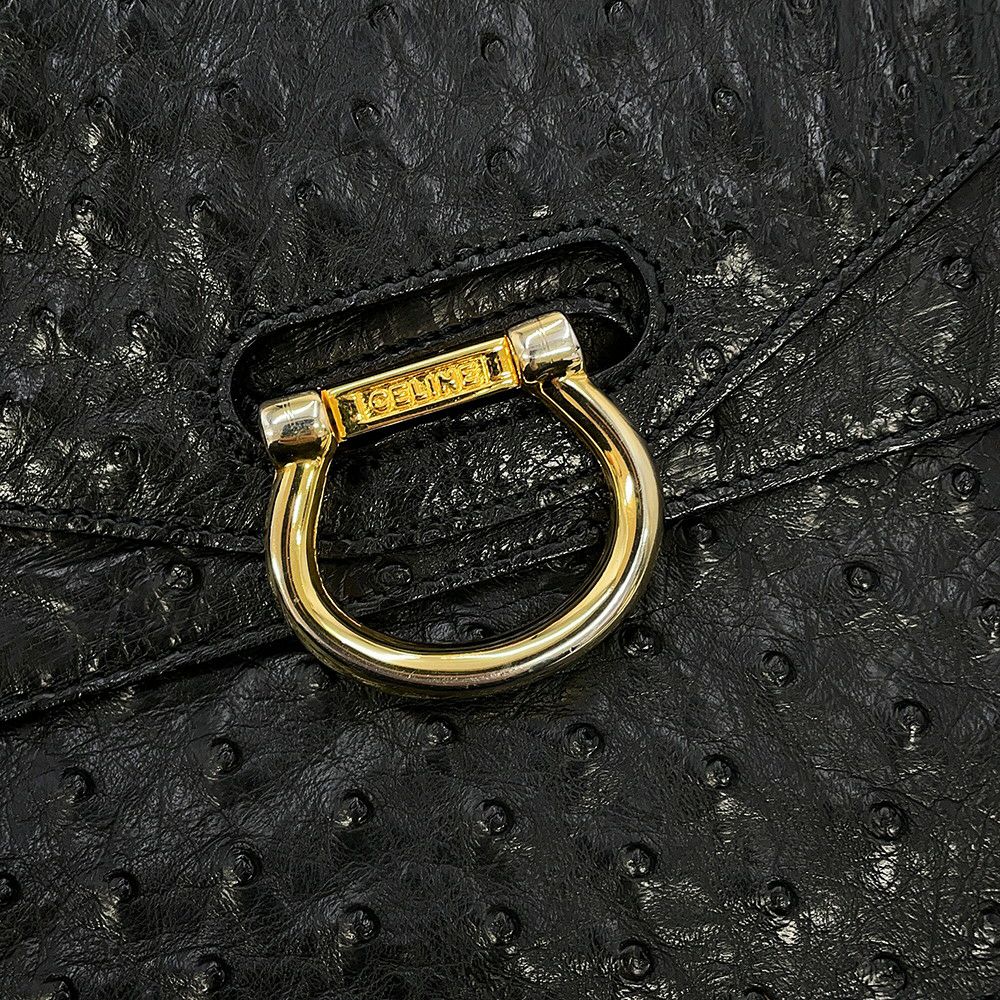 セリーヌ ハンドバッグ オーストリッチ CELINE 黒 エキゾチックレザー