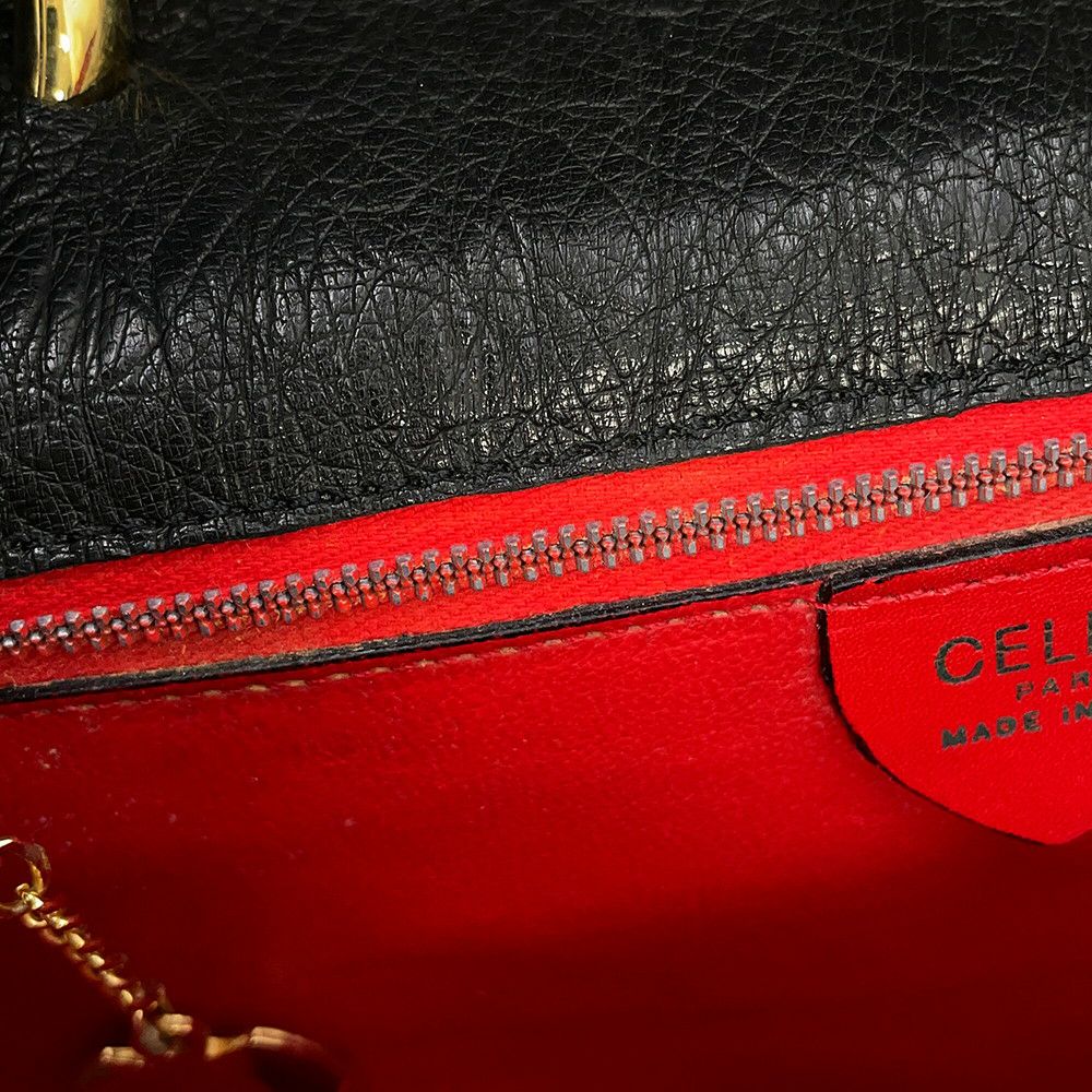 セリーヌ ハンドバッグ オーストリッチ CELINE 黒 エキゾチックレザー