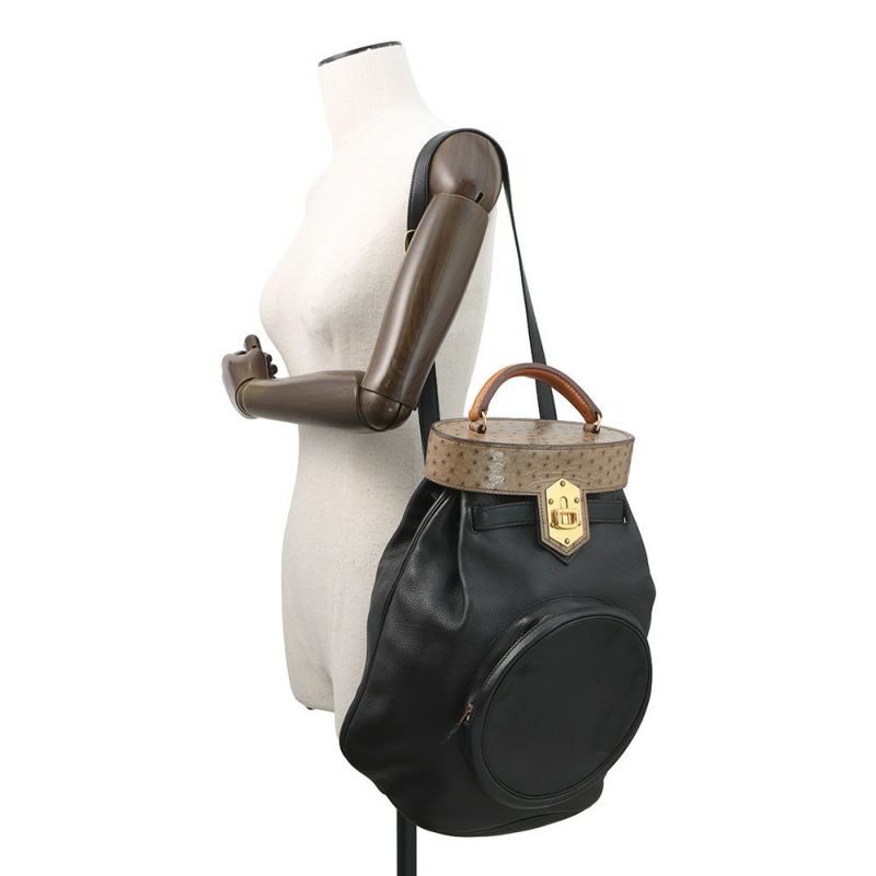 エルメス ショルダーバッグ スマックPM ブラック/イエロー/ゴールド金具 ヴォーグレネ/リザード/オーストリッチ 〇U刻印 黒