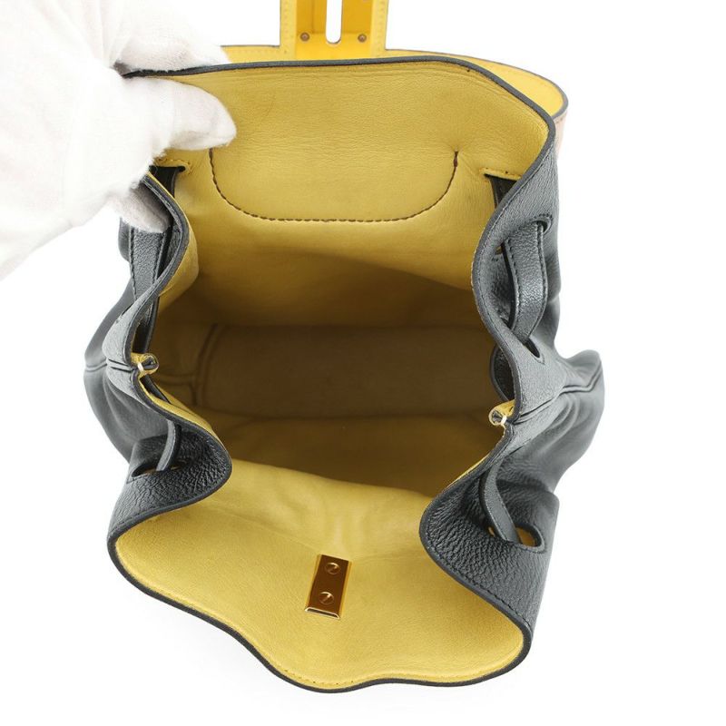 エルメス ショルダーバッグ スマックPM ブラック/イエロー/ゴールド金具 ヴォーグレネ/リザード/オーストリッチ 〇U刻印 黒