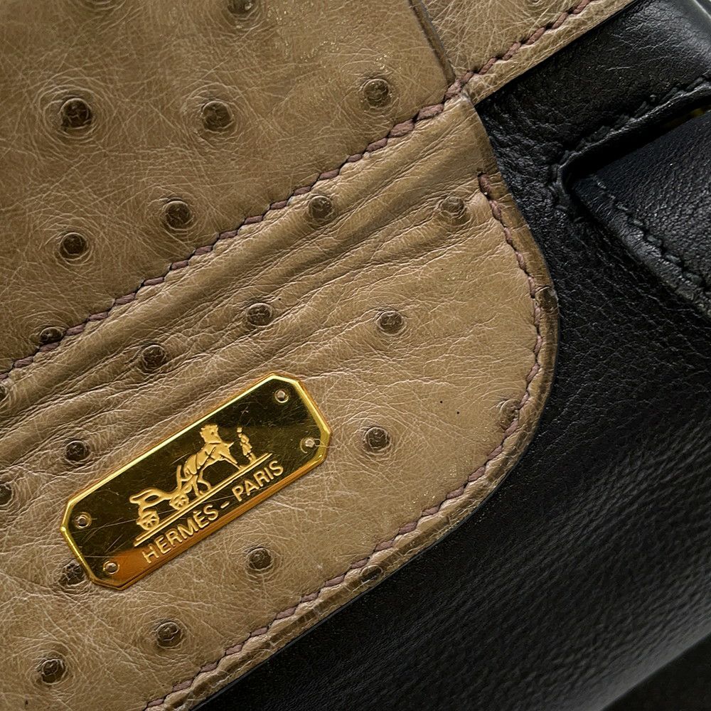 エルメス ショルダーバッグ スマックPM ブラック/イエロー/ゴールド金具 ヴォーグレネ/リザード/オーストリッチ 〇U刻印 黒