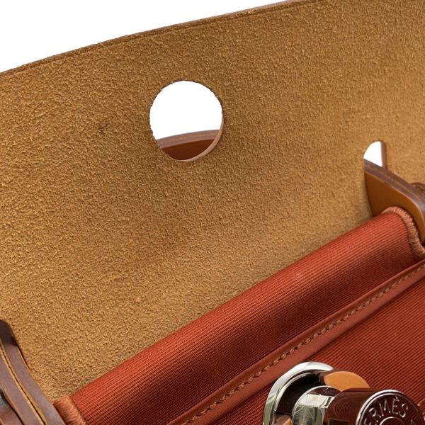 エルメス エールバッグジップPM オレンジ/ナチュラル/シルバー金具 トワルアッシュ/ヴァッシュハンター A刻印 2way