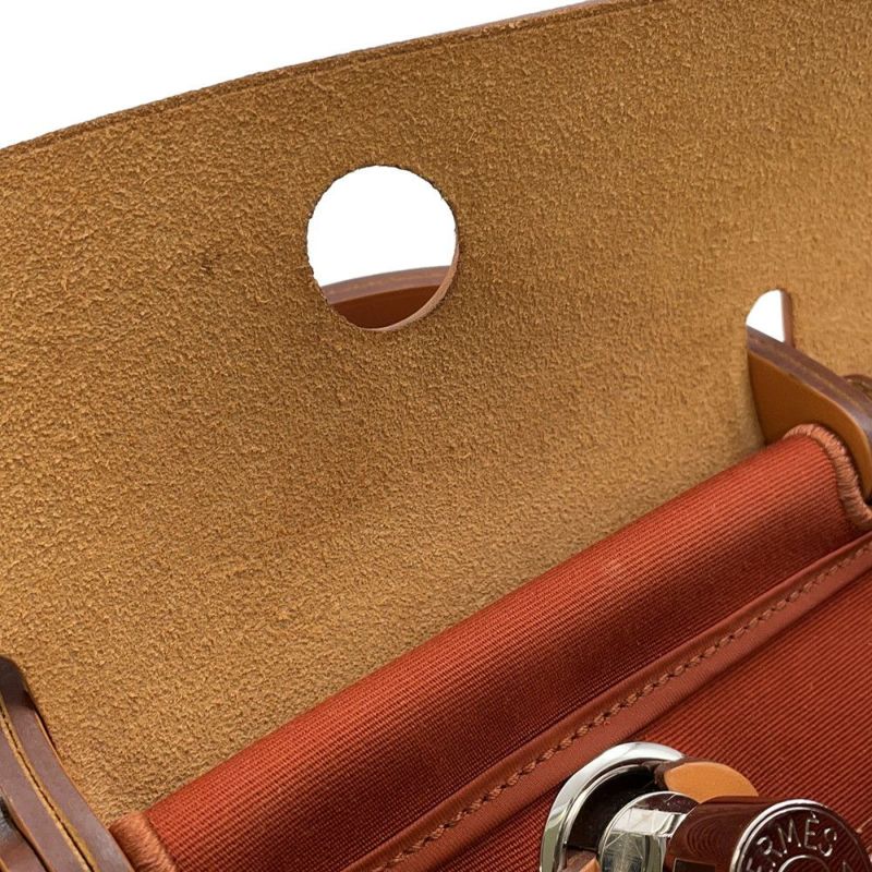 エルメス エールバッグジップPM オレンジ/ナチュラル/シルバー金具 トワルアッシュ/ヴァッシュハンター A刻印 2way