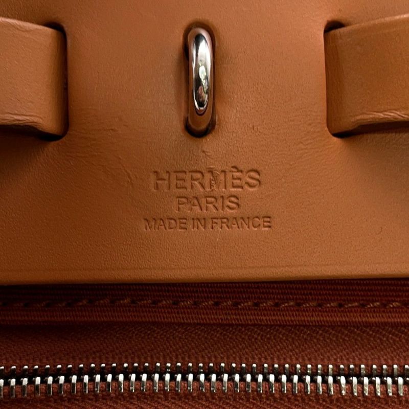 エルメス エールバッグジップPM オレンジ/ナチュラル/シルバー金具 トワルアッシュ/ヴァッシュハンター A刻印 2way